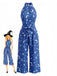 Blauer 30er Halloween Jumpsuit mit Neckholder und Stern