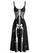 Schwarzes 30er Halloween Cami-Kleid mit Skelett