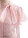 Rosa 30er Jacquard-Kleid mit Stehkragen und Spitze