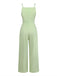 Grüner 50er Jacquard-Jumpsuit mit Spaghettiträger und Schleife