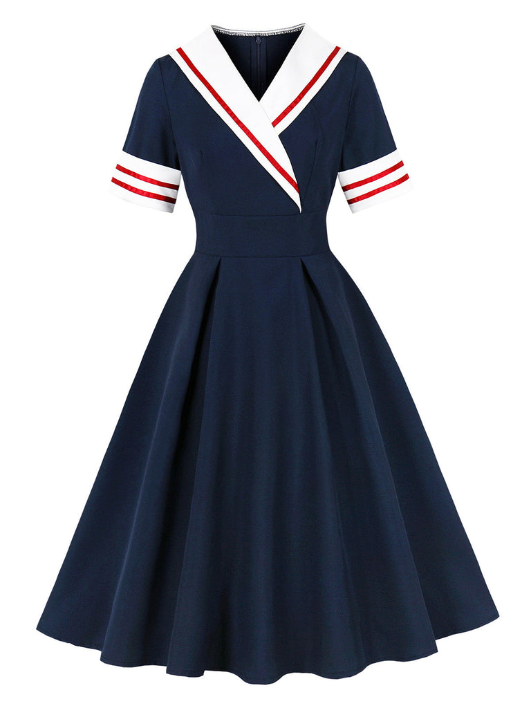Dunkelblaues 50er Sailor Maritim Swingkleid
