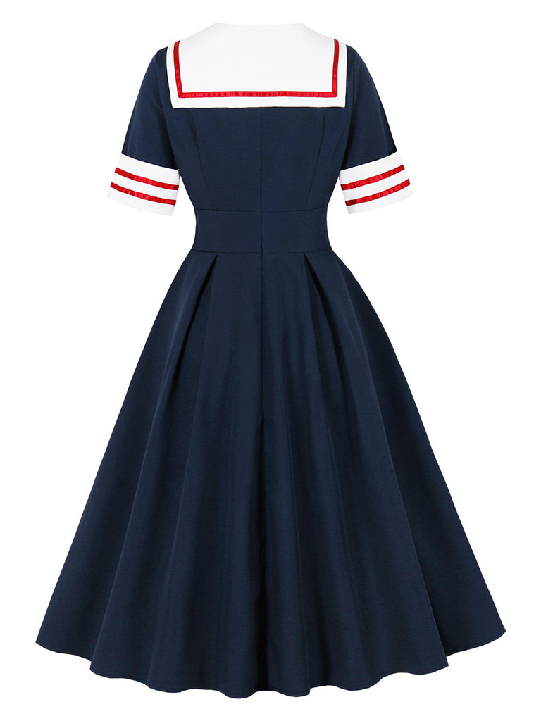Dunkelblaues 50er Sailor Maritim Swingkleid