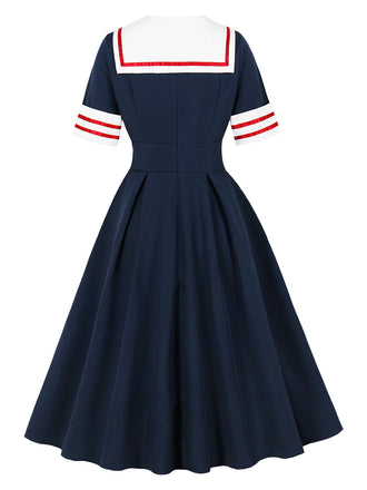 Dunkelblaues 50er Sailor Maritim Swingkleid