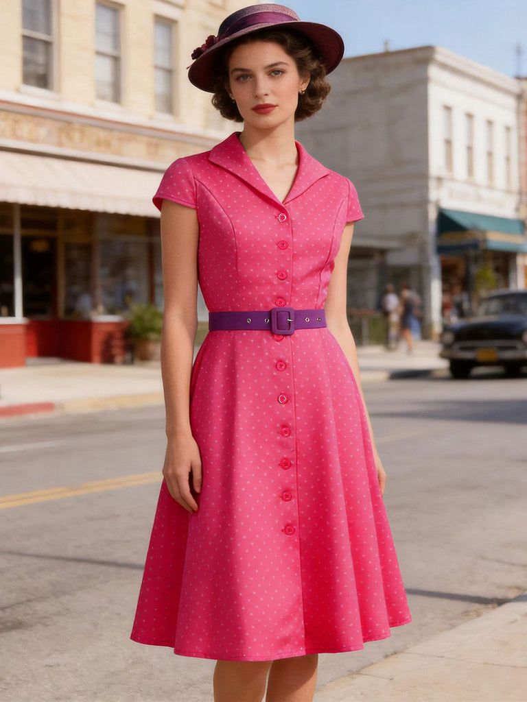 50er Kleid mit Kappärmel und Polka-Dots