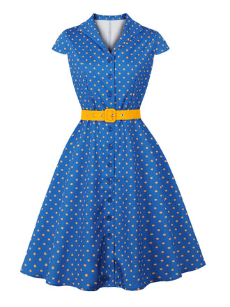 50er Kleid mit Kappärmel und Polka-Dots