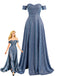 40er Maxikleid mit Carmen-Ausschnitt und Glanz