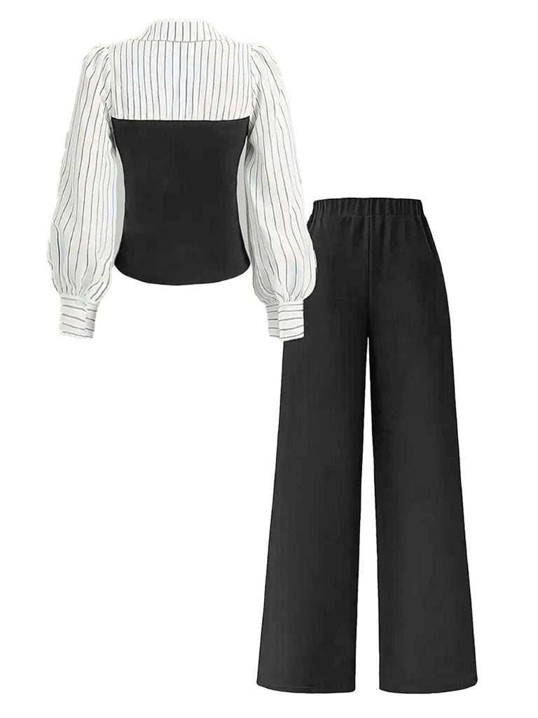 60er Top & Hose Set mit Farbblock und Streifen