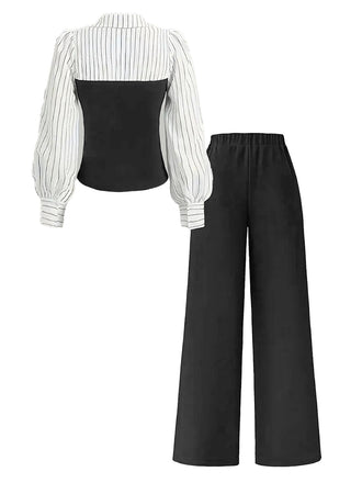 60er Top & Hose Set mit Farbblock und Streifen