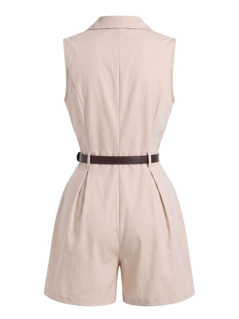 60er Ärmelloser Blazer-Romper mit Gürtel