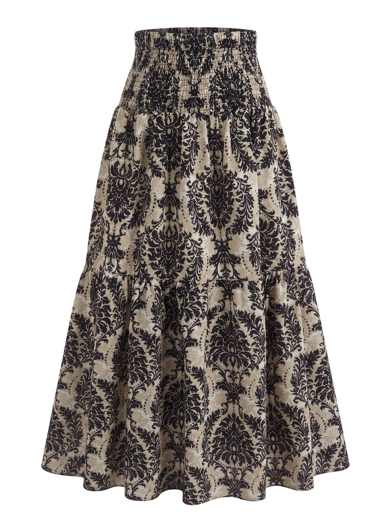 70er Boho Maxirock mit Paisley und hoher Taille