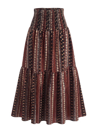 70er Boho Maxirock mit Paisley und hoher Taille