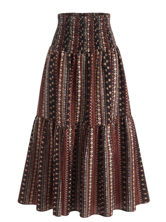 70er Boho Maxirock mit Paisley und hoher Taille