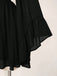 Schwarzes 30er Chiffon-Minikleid mit V-Ausschnitt und Smok