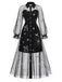 Schwarzes 80er Netzkleid mit Sternen-Print
