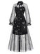 Schwarzes 80er Netzkleid mit Sternen-Print