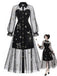 Schwarzes 80er Netzkleid mit Sternen-Print