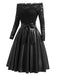50er schulterfreies Kleid mit Spitze und Schleifengürtel