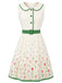 Weißes 50er Kleid mit Peter-Pan-Kragen und Blumen-Print