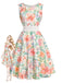 60er Ärmelloses Midikleid mit Blumen und Spitze
