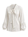 Weiße 70er Bluse mit Ballonärmel und Spitze