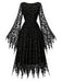 Schwarzes 70er Gothic Netz-Kleid