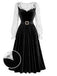 40er Set mit Spitzen-Top und Samtkleid