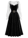40er Set mit Spitzen-Top und Samtkleid