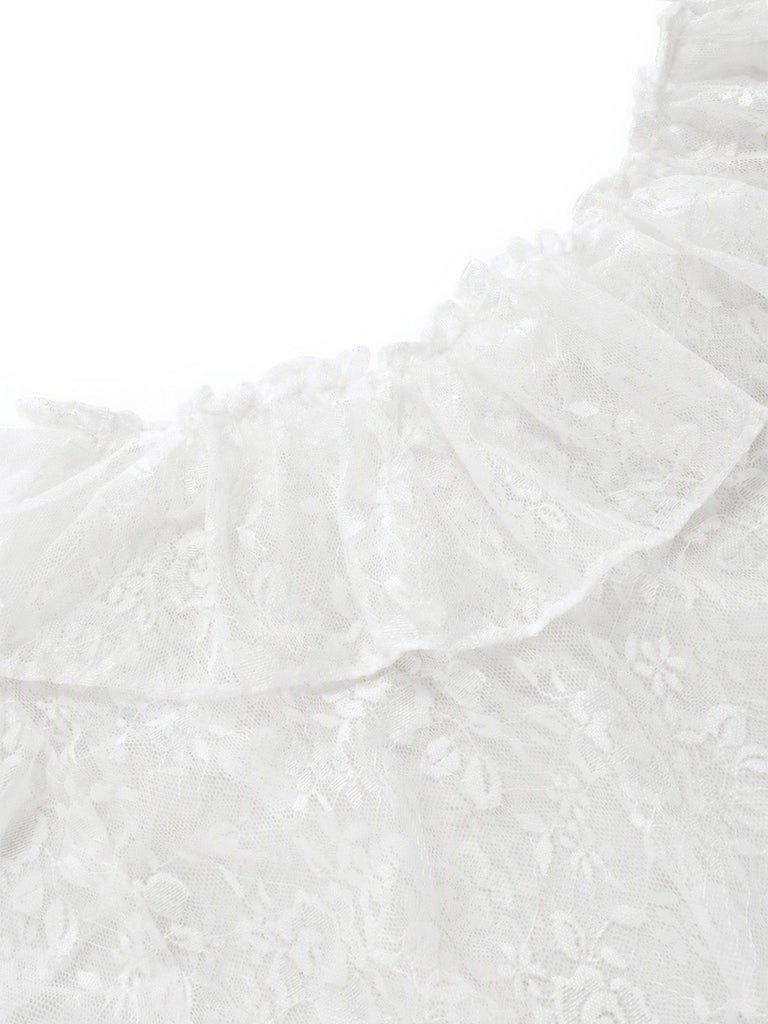 40er Set mit Spitzen-Top und Samtkleid