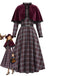 40er Karokleid & rotes Cape mit Spitzenbesatz