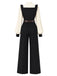 [Vorverkauf] 70er Set mit Rüschenträger-Jumpsuit und Schleifenbluse