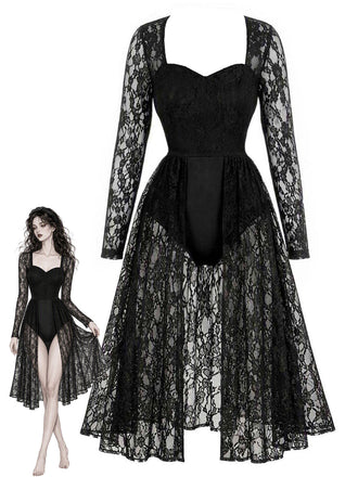 50er Bodysuit-Nachthemd mit floraler Spitze