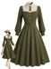 40er Kleid mit Knöpfen und Schleifengürtel