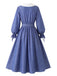 Blaues 50er Kleid mit Peter-Pan-Kragen und Rüschen