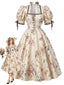 [Vorverkauf] Hellgelbes 50er Swingkleid mit Blumen und Puffärmeln