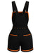 Schwarzer 60er Halloween Romper mit Kürbis und Taschen