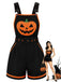 [Vorverkauf] Schwarzer 60er Halloween-Latzromper mit Kürbis und Taschen