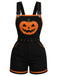 Schwarzer 60er Halloween Romper mit Kürbis und Taschen