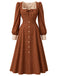 Karamellfarbenes 50er Kleid mit Polka-Dots und Schleife