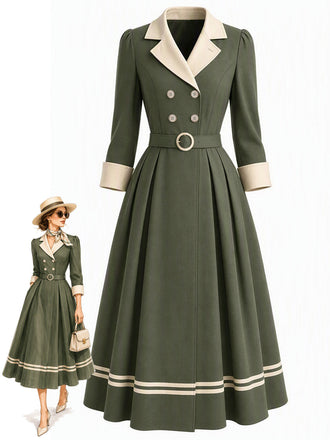 40er Trenchcoat mit Kerbrevers und Doppelknopfleiste