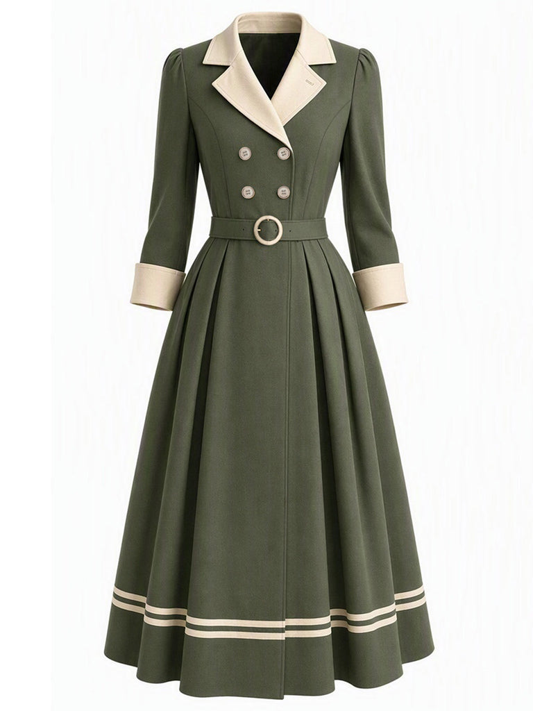40er Trenchcoat mit Kerbrevers und Doppelknopfleiste
