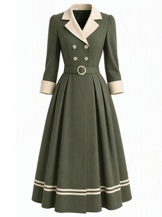 40er Trenchcoat mit Kerbrevers und Doppelknopfleiste