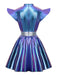 Lila 80er Minikleid mit Cut-out und Metallic