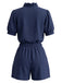 50er Set aus Puffärmel-Rüschenbluse mit Schleife und Shorts