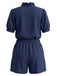 50er Set aus Puffärmel-Rüschenbluse mit Schleife und Shorts