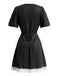 70er Satin Top & Rock Set mit Spitze