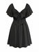 70er Kleid mit tiefem Ausschnitt, Volantärmeln und hoher Taille