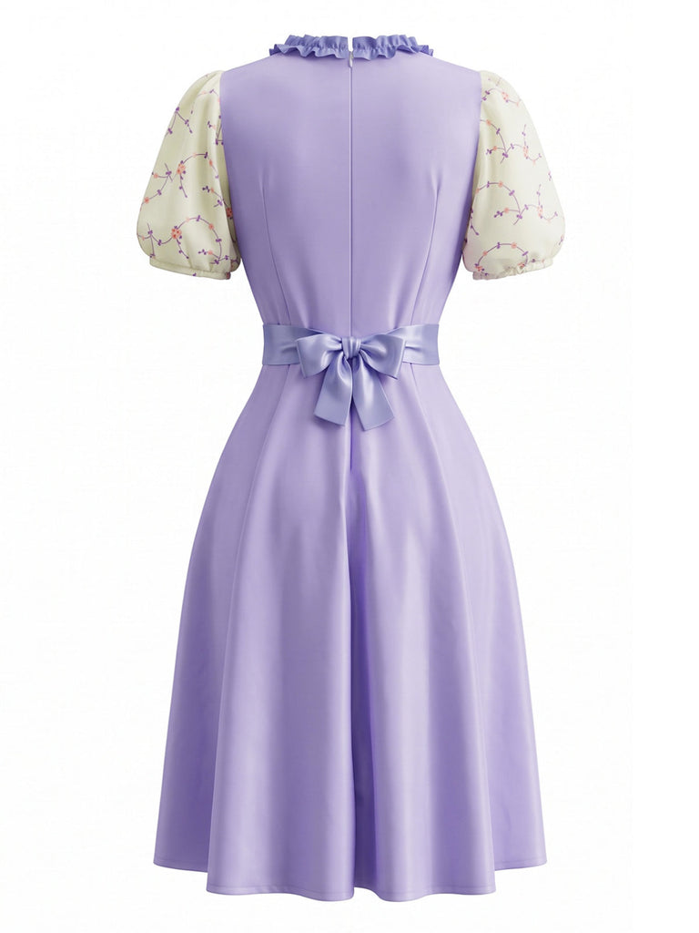 50er Cosplay-Kleid mit Blumen-Print und Herzaufnäher