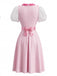 50er Cosplay-Kleid mit Blumen-Print und Herzaufnäher