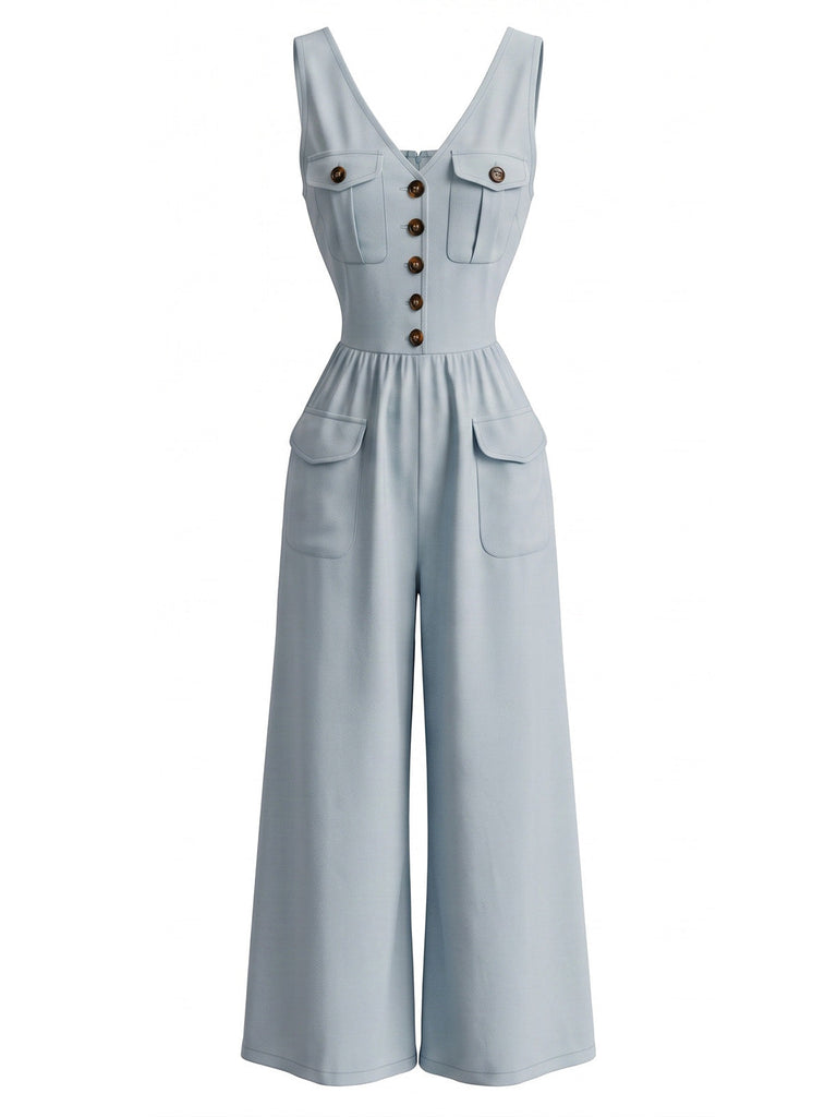 80er ärmelloser Jumpsuit mit Cargotaschen