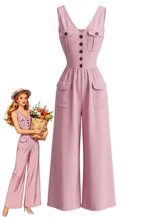 80er ärmelloser Jumpsuit mit Cargotaschen